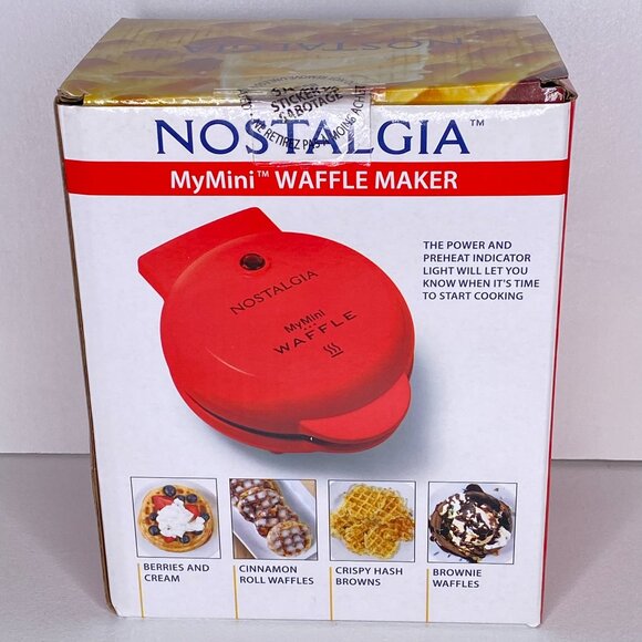Nostalgia My Mini Personal Electric Waffle Maker 5" - Red - Picture 3 of 5